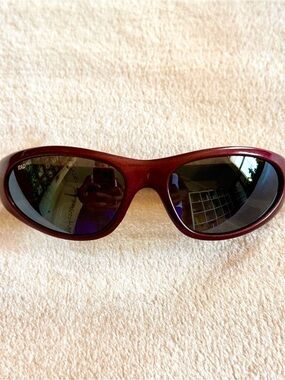 Vintage Y2K Metallic Burgundy Sporty Sunglasses